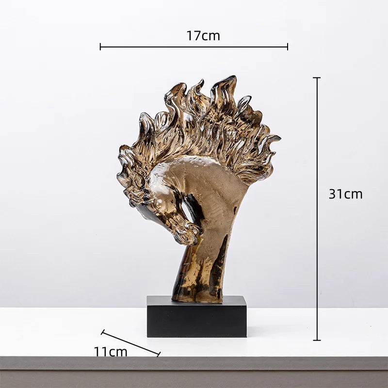 Afralia™ Horse Head Statue Resin Figurine Home Decor Sculpture