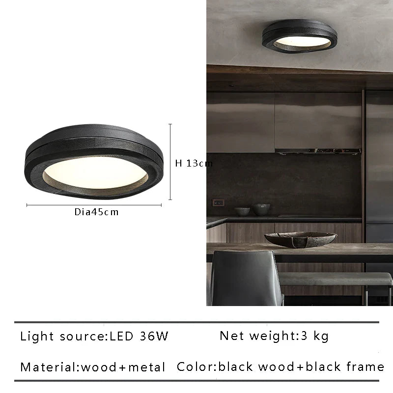 Afralia™ Modern Solid Wood LED Ceiling Light Fixture for Home Decor