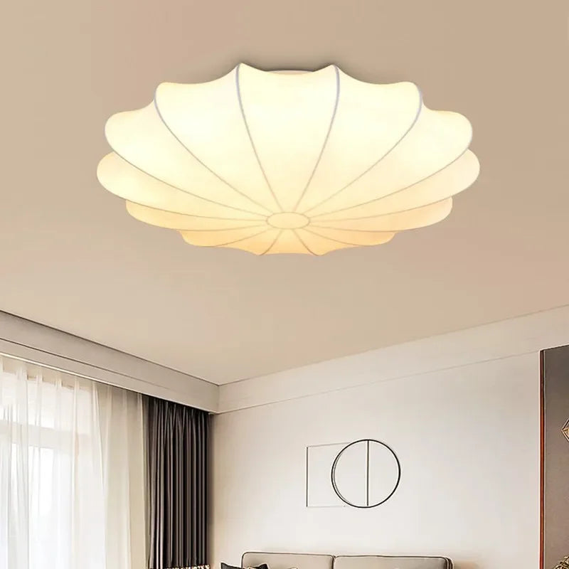 Afralia™ Wabi Sabi Cream Silk Pendant Lamp - Elegant Nordic Style Flower Hang Light