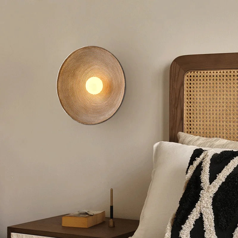 Afralia™ Japanese Style Wall Circle Lamp for Bedroom Living Room Lighting