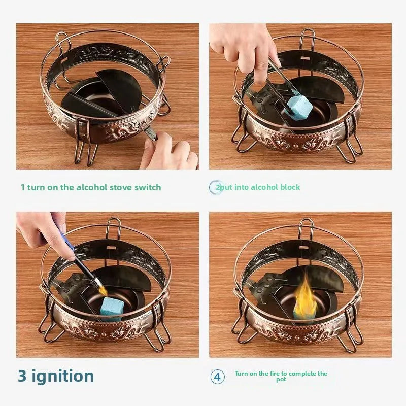Afralia™ Portable Hot Pot Stove Set - Outdoor Restaurant Tableware, Solid-Liquid Cookware Parts