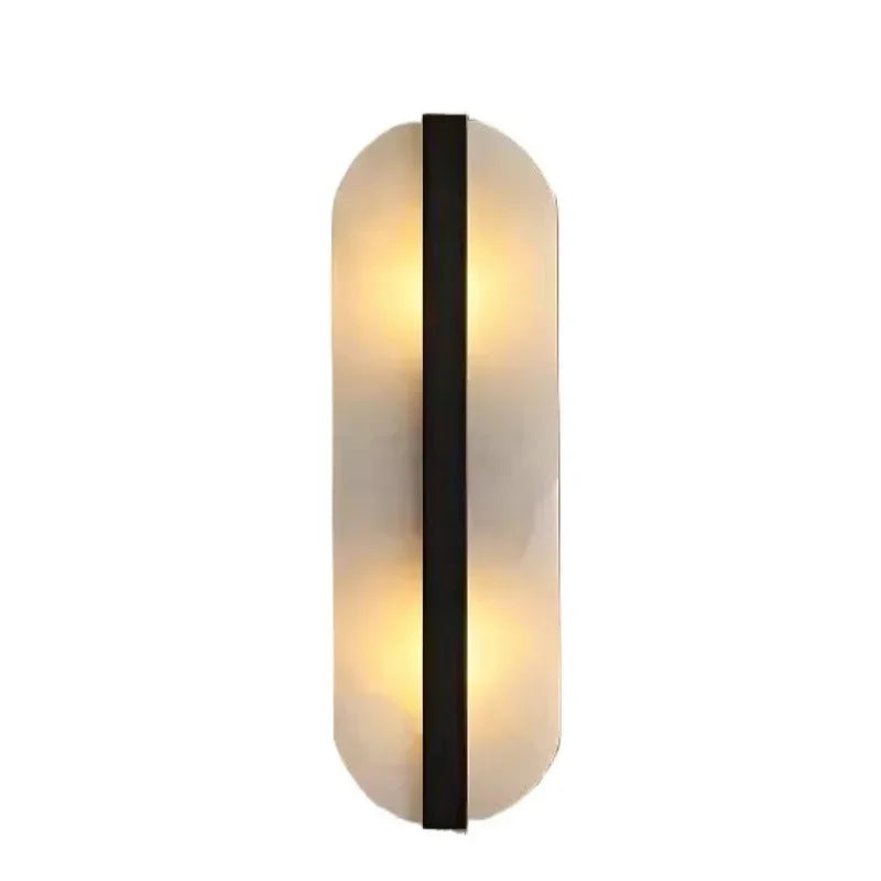 Afralia™ Alabaster Oval Marble Wall Lamp for Indoor Living Room Bedroom Kitchen Corridor Lighting