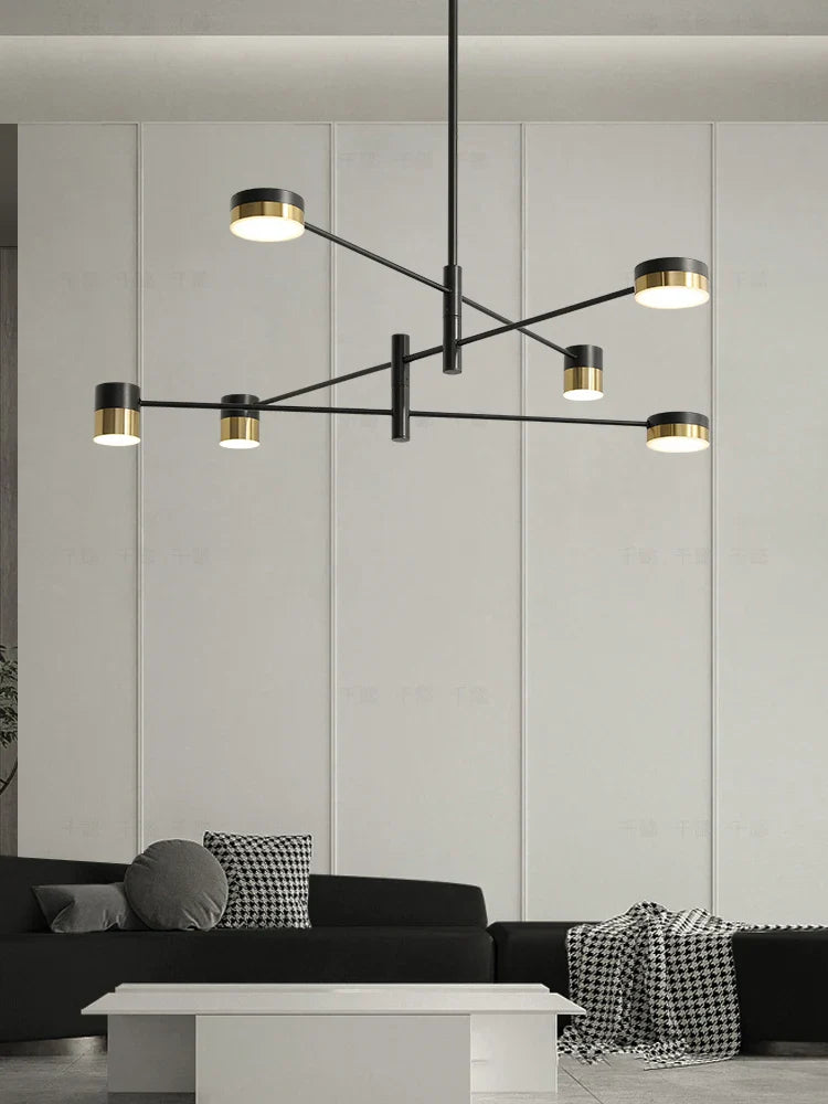 Afralia™ Modern Black Pole Design LED Chandelier for Home Living Room Kitchen Dining Table