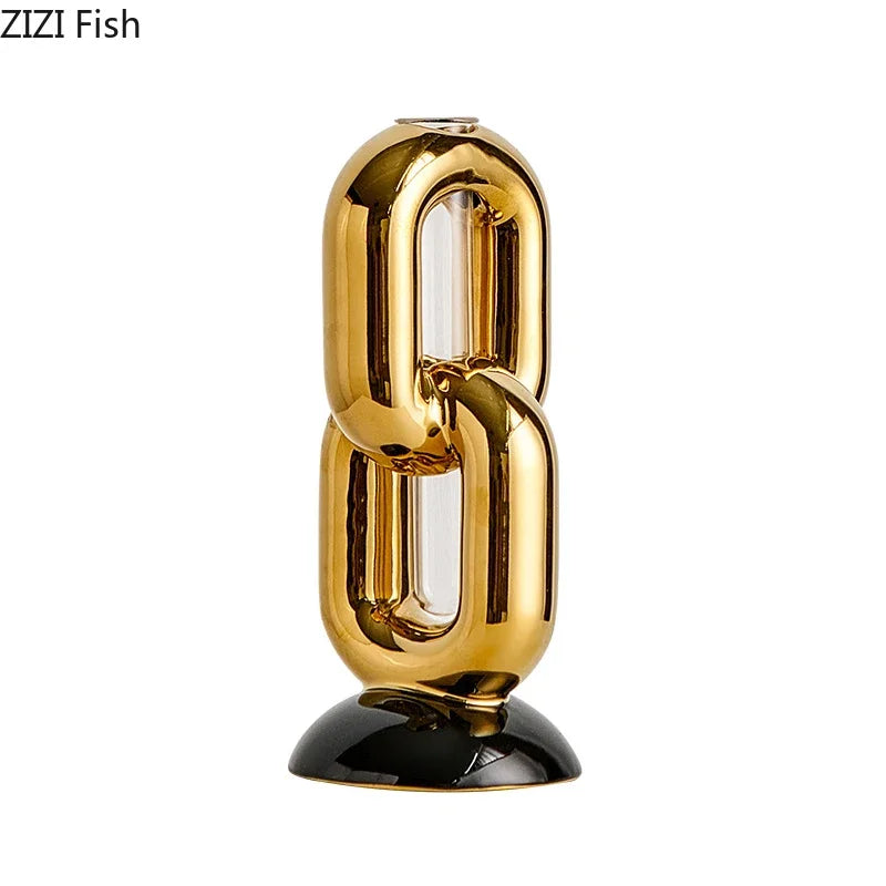 Afralia™ Chain Ceramic Vase: Elegant Floral Desk Decoration & Room Aestheticiece