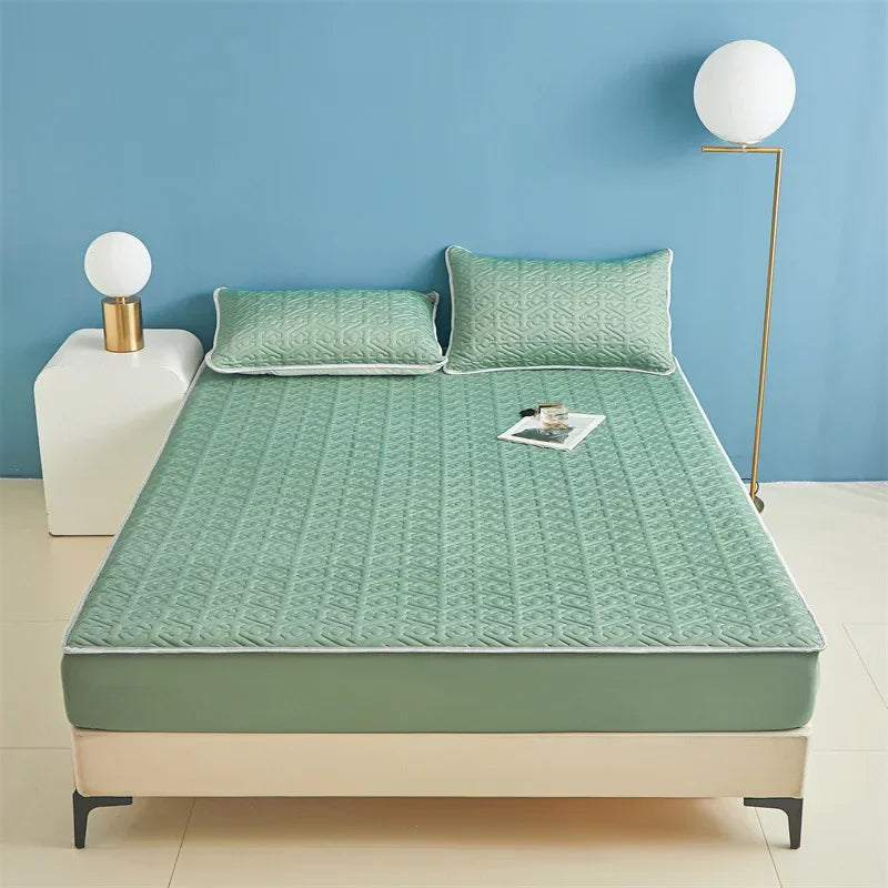 Afralia™ Ice Silky Latex Fitted Sheet Set - Soft Breathable Solid Color Mat