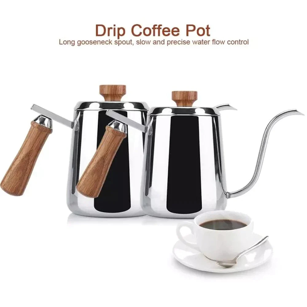 Afralia™ Gooseneck Stainless Steel Pour Over Kettle with Wooden Handle