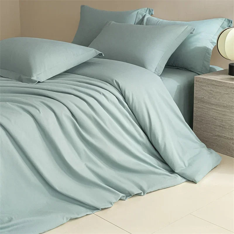 Afralia™ Solid Color 100% Cotton Bedding Set for Queen/King Size Beds