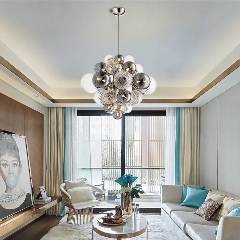 Afralia™ Bubble Glass Ceiling Chandelier Pendant for Living Room Bedroom