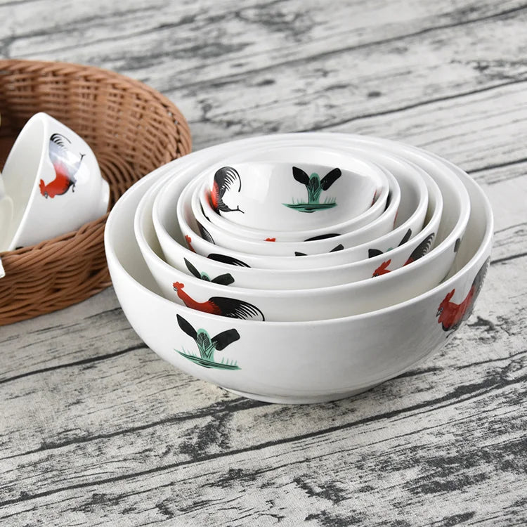 Afralia™ Classic Rooster Ceramic Soup Bowl