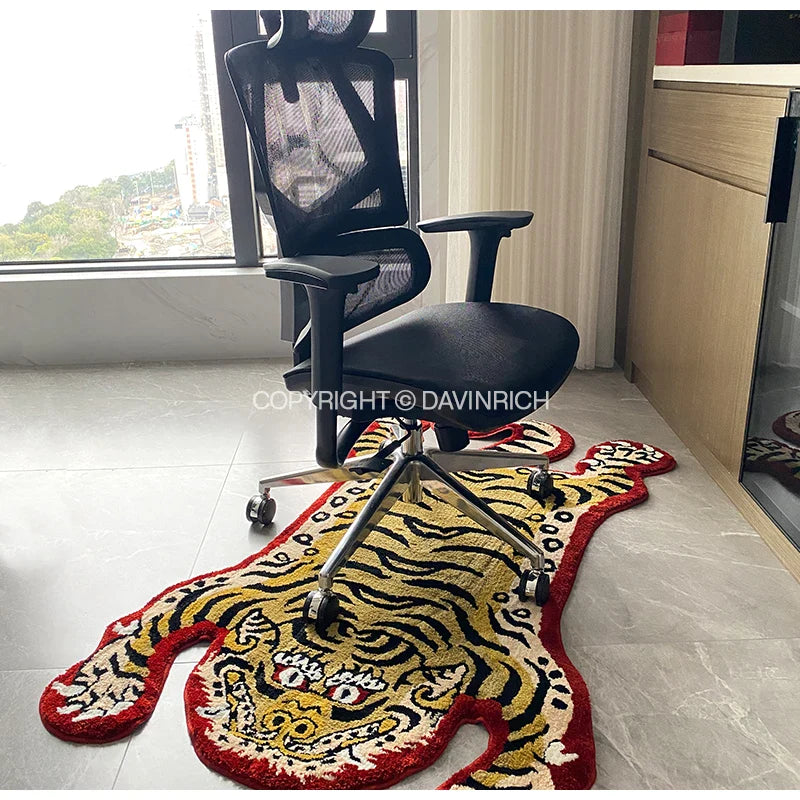 Afralia™ Tibetan Tiger Shag Rug - Handmade Tufted Animal Carpet for Living Room