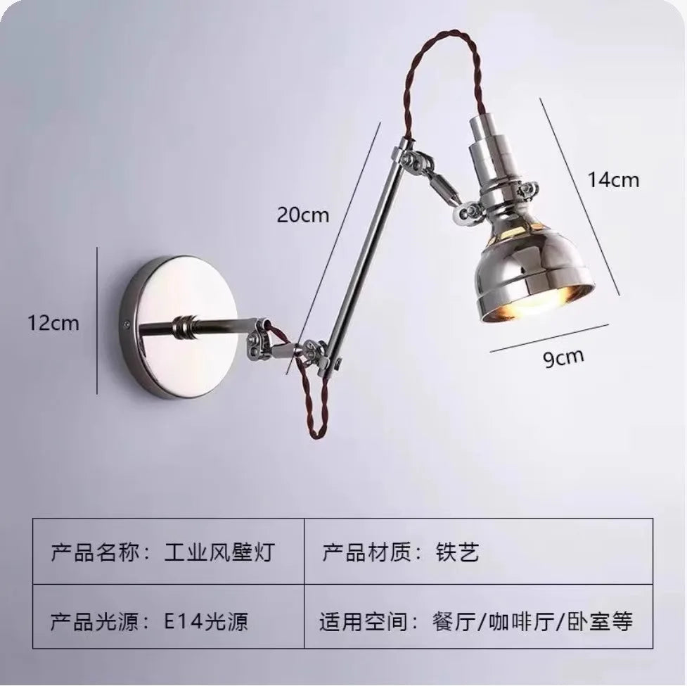 Afralia™ Swing Arm LED Wall Lamp Bauhaus Style Retro Decor Bedroom Study Cafe