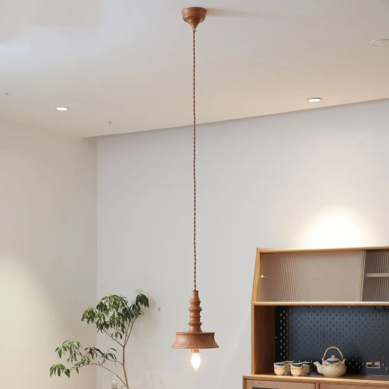 Afralia™ Japanese Style LED Wooden Pendant Light Fixture for Home Decor and Restaurant