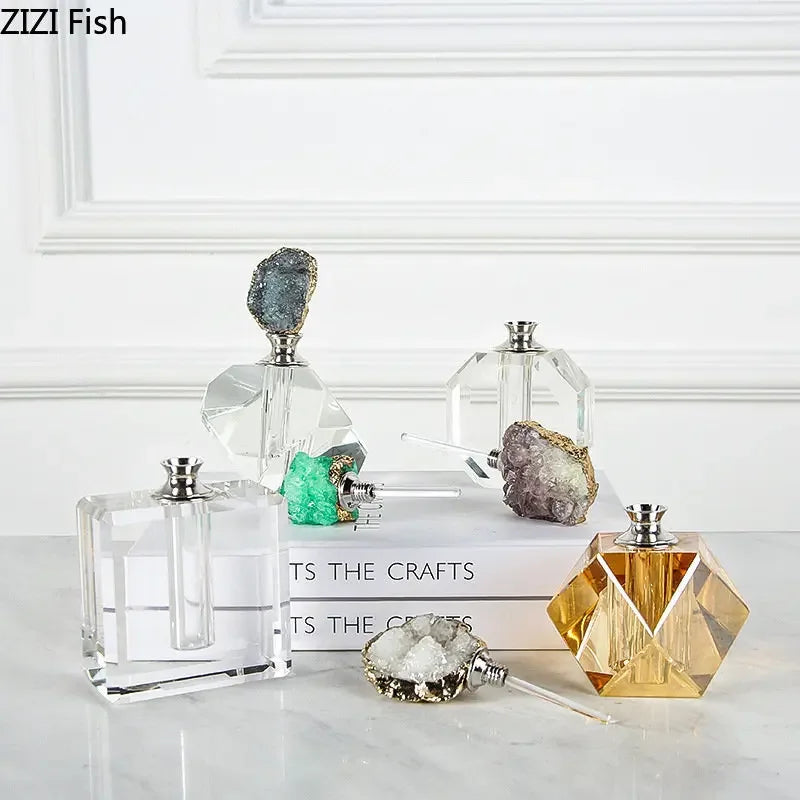 Afralia™ Gold-plated Agate Stone Perfume Bottle for Aromatherapy Essential Oils