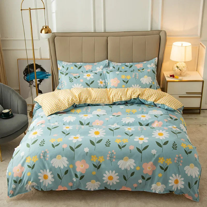 Afralia™ Cartoon Print Bedding Set - Queen/King Size Duvet Cover, Sheets, Pillowcases