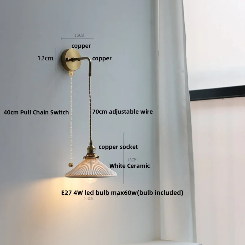 Afralia™ Nordic Modern LED Wall Lamp with Pull Chain Switch and Adjustable Stair Light