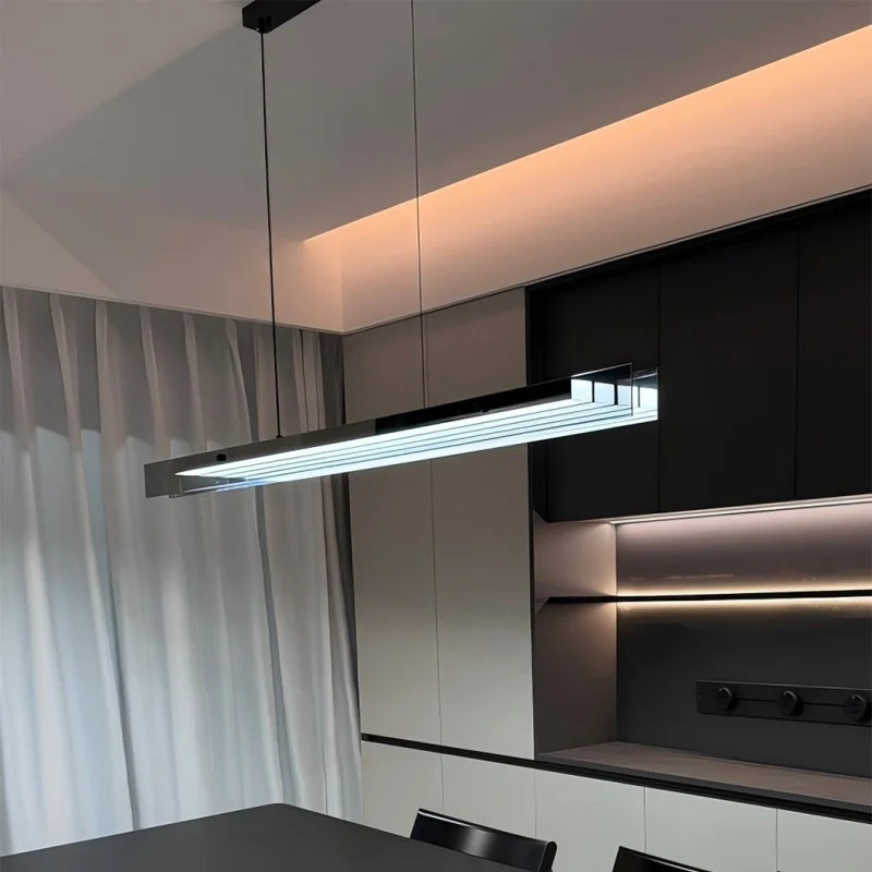 Afralia™ Glass Pendant Light Bar LED Linear Strip Modern Lighting