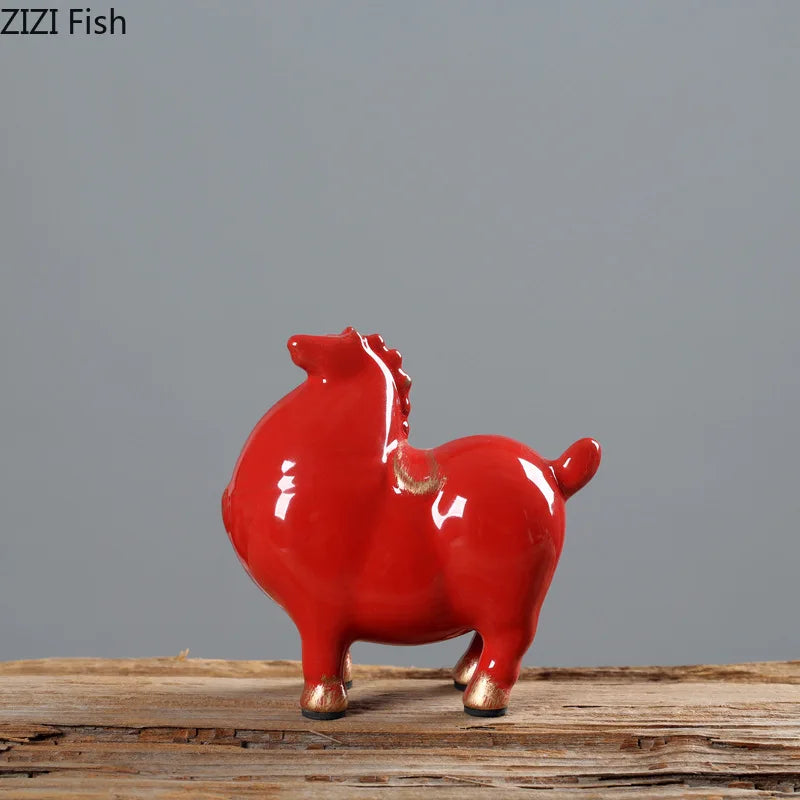 Afralia™ Ceramic Horse Sculpture Vintage Home Decor Ornament Craft Living Room Aesthetic