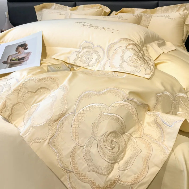 Afralia™ Luxury Cotton Twill Embroidery Duvet Cover Set for Seasons