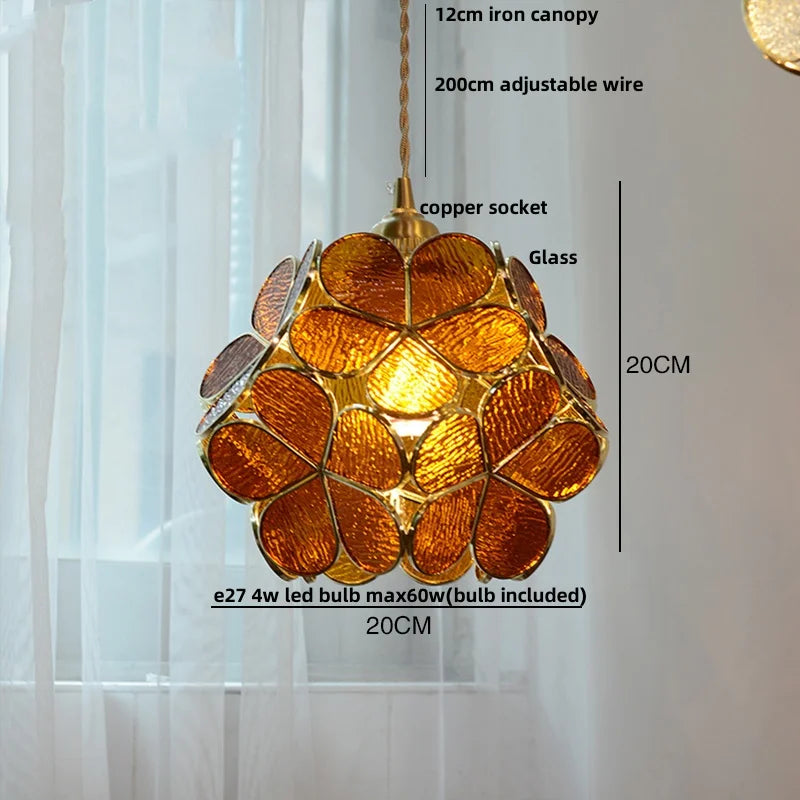 Afralia™ Glass Copper LED Pendant Lamp | Nordic Modern Luxury Hanging Light