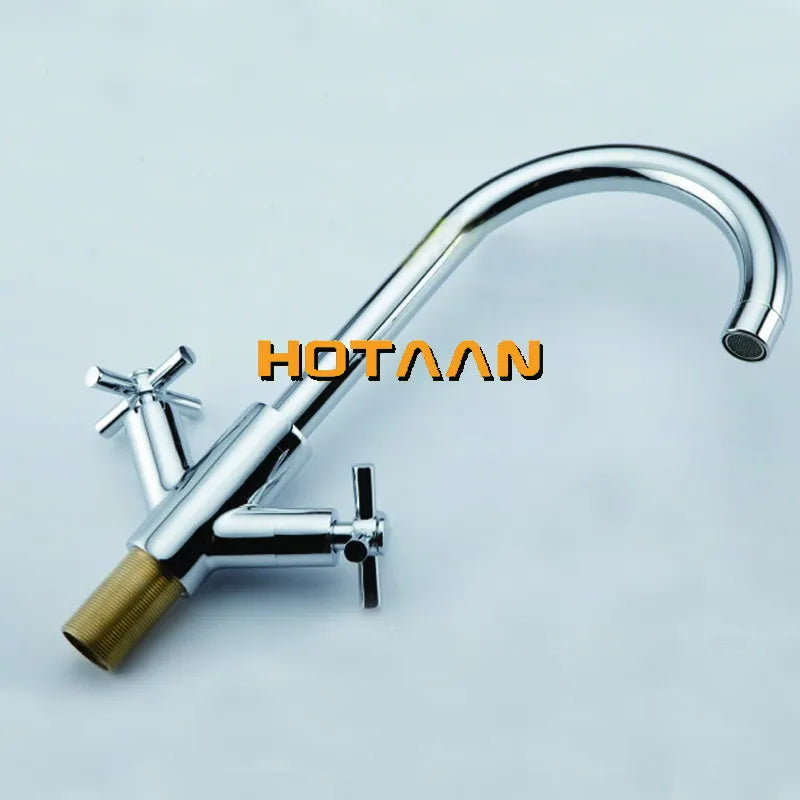 Afralia™ Kitchen Mixer Tap | Dual Handle Cold Hot Water Swivel Faucet