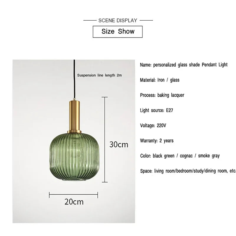 Afralia™ Striped Glass Pendant Lights: Elegant Illumination for Your Space