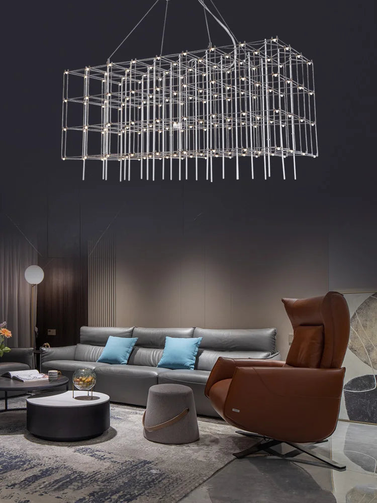 Afralia™ Sky Starlight Cube Chandelier for Living Room, Restaurant, Hotel Lobby, and Bar