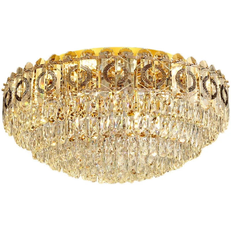 Afralia™ Crystal Ceiling Lamp: Modern Simple Golden Round Light for Living Room, Bedroom, Study