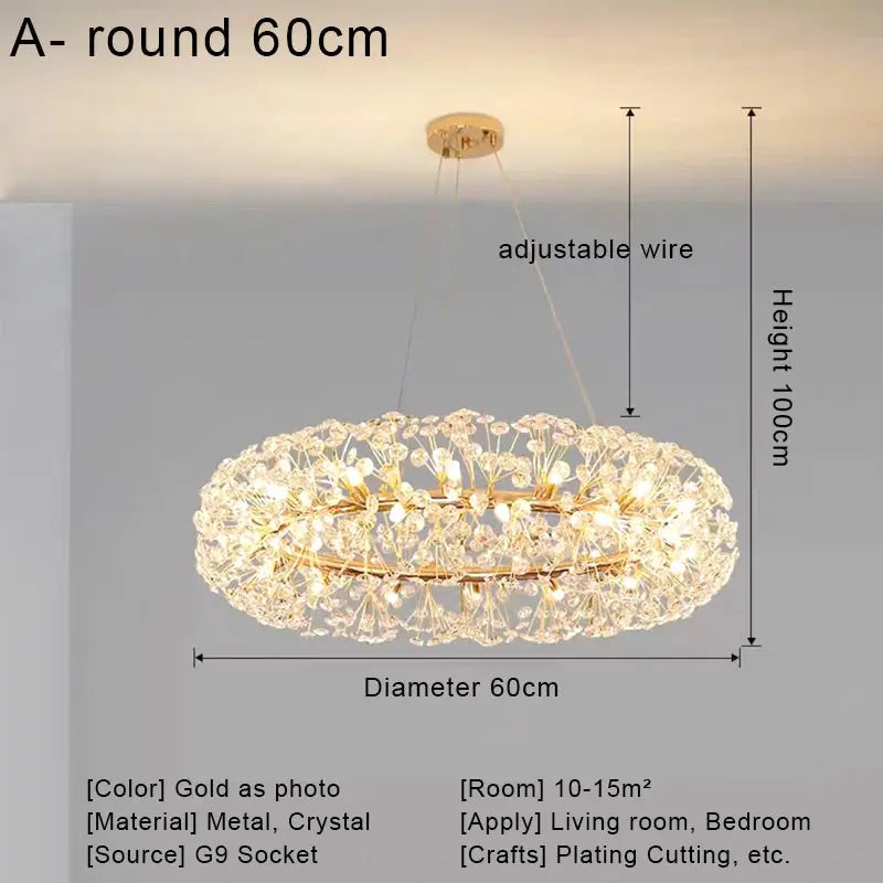 Afralia™ Crystal LED Ceiling Pendant Chandelier for Home Decoration and Lighting
