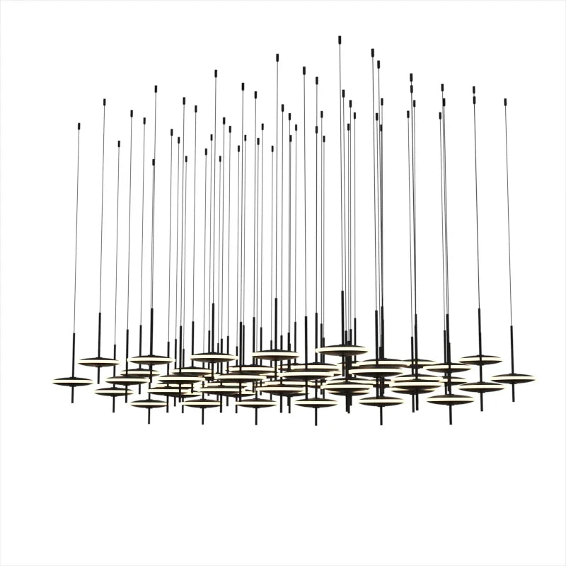Afralia™ Modern Black Iron Art Circular Chandelier for Living Room, Hotel - Custom Large Chandeliers