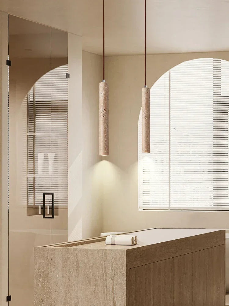 Afralia™ Travertine Stone Pendant Light for Bedroom Dining Kitchen