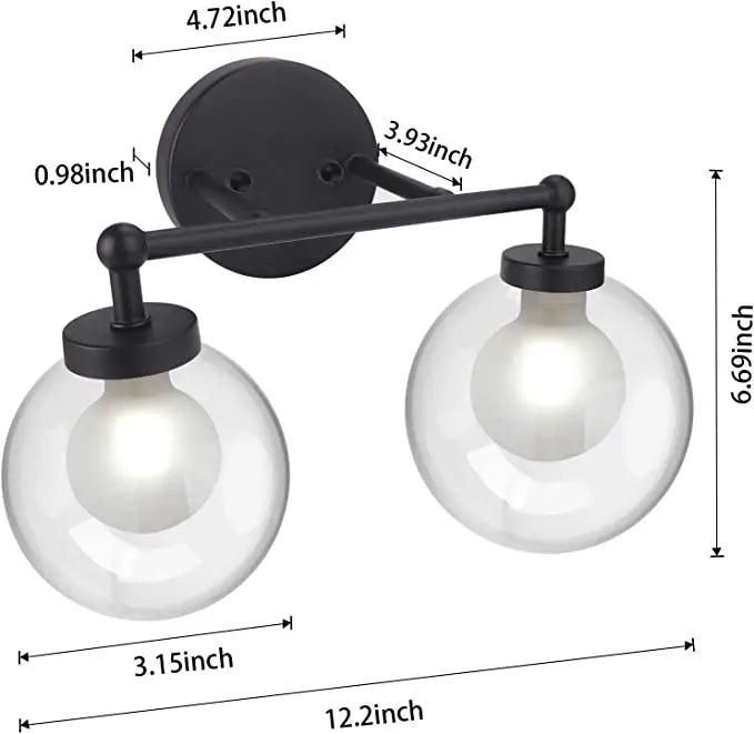 Afralia™ Double-Head Glass & Iron Wall Lamps, Modern Minimalist Bathroom Vanity Lights