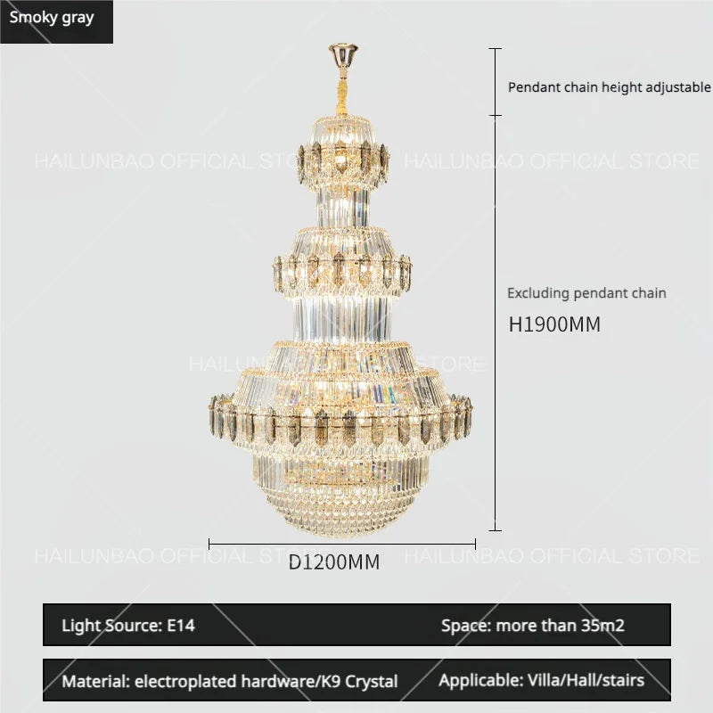 Afralia™ Crystal Chandelier: Villa High Living Room Luxury Lighting