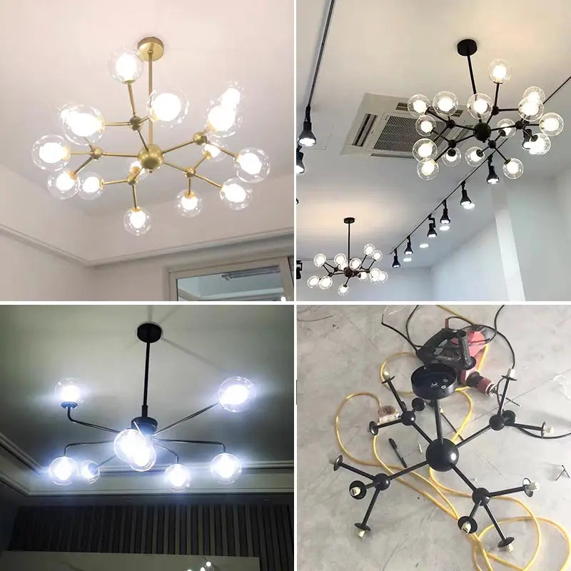 Afralia™ Glass Ball Pendant Chandelier for Living Room Bedroom Dining Room