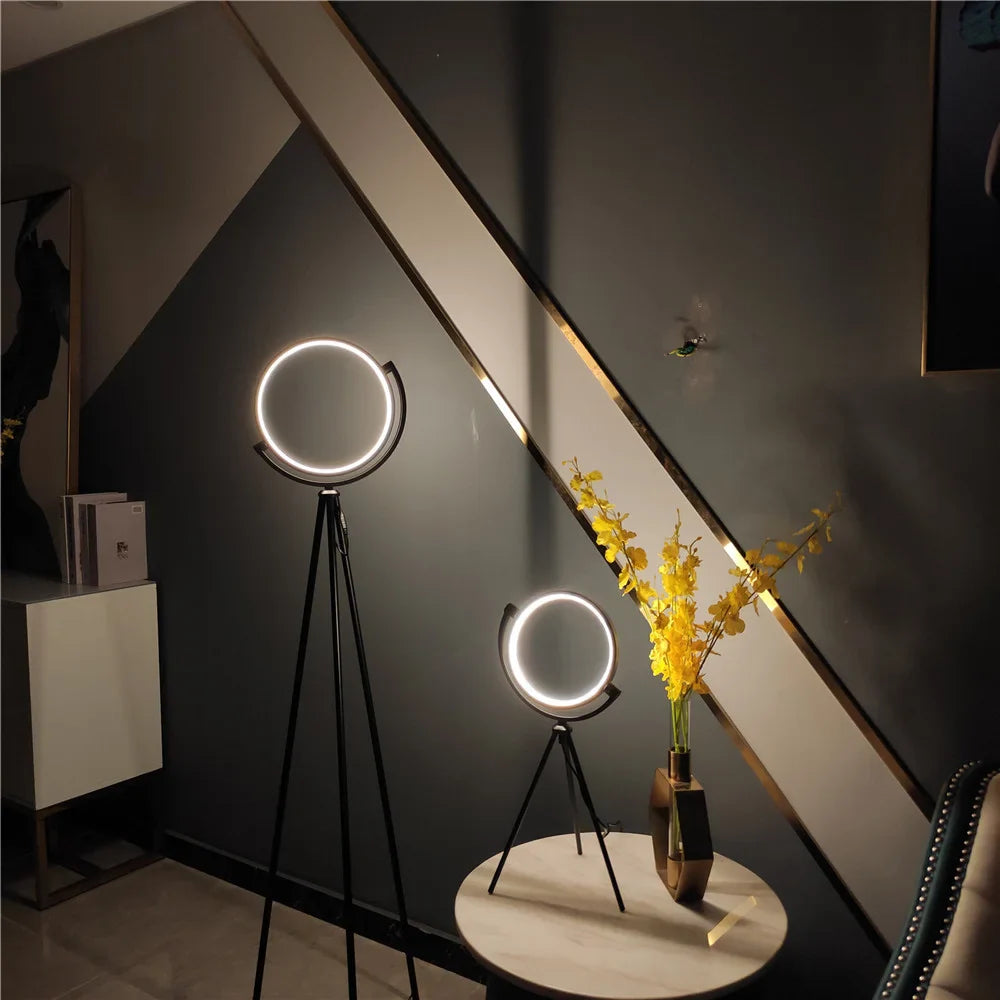 Afralia™ Modern Circle LED Floor Lamp for Bedroom Living Room Decor