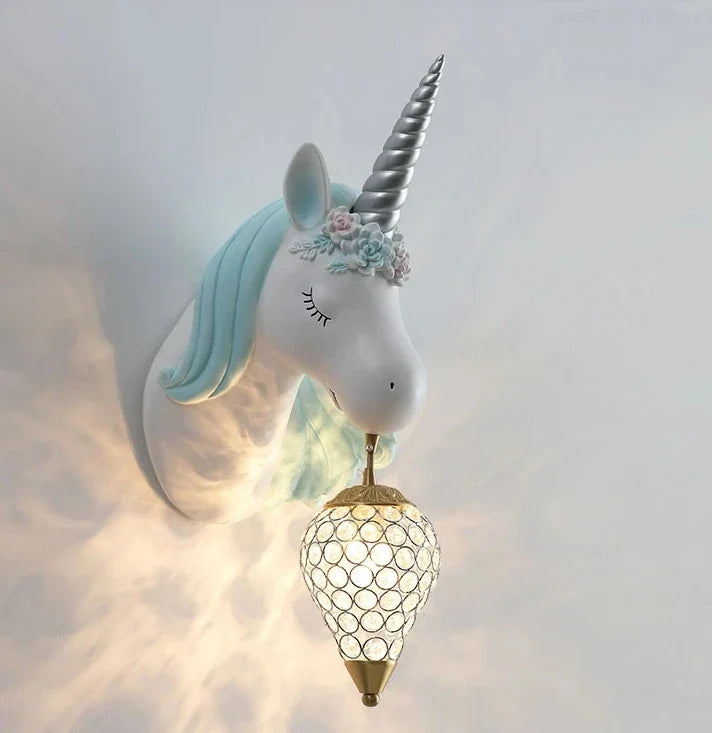 Afralia™ Nordic Unicorn Kids Room Wall Lamp Simple Cartoon Sconce Light Fixtures