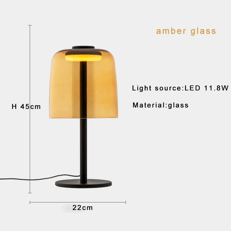 Afralia™ Glass Mushroom Table Lamp Luxury Minimalist Desk Light Nightstand Decor
