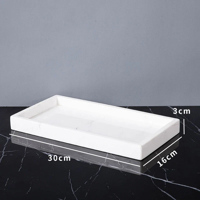 Afralia™ Volakas White Marble Bathroom Set - Soap Dispenser, Tissue Box, Tray