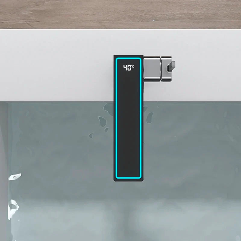 Afralia™ Gun Grey Digital Display Basin Faucet: Modern Black Bathroom Sink Tap with Temperature Display