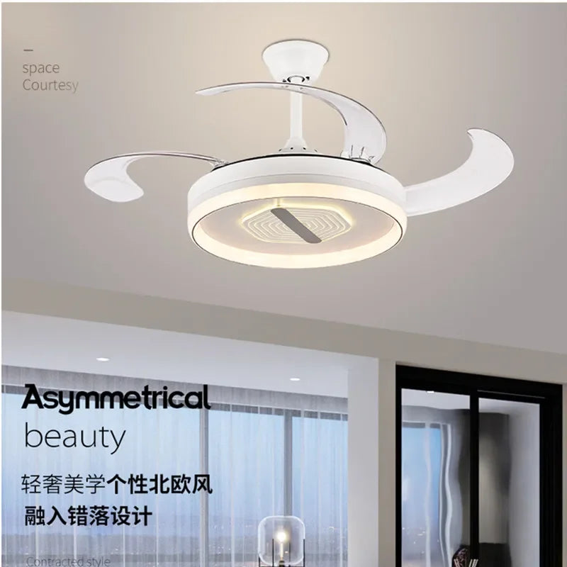 Afralia™ Smart LED Ceiling Fan Light with Remote Control Silent Design