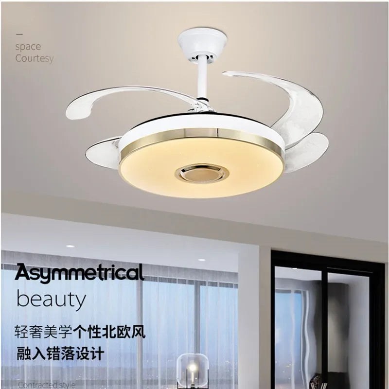 Afralia™ Luminous Light Ceiling Fan with Bluetooth Speaker Remote Control
