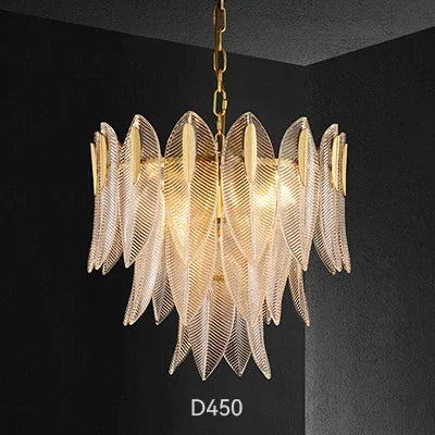Afralia™ Glass Leaf Luxury Chandelier LED Pendant Lights for Modern Living Room