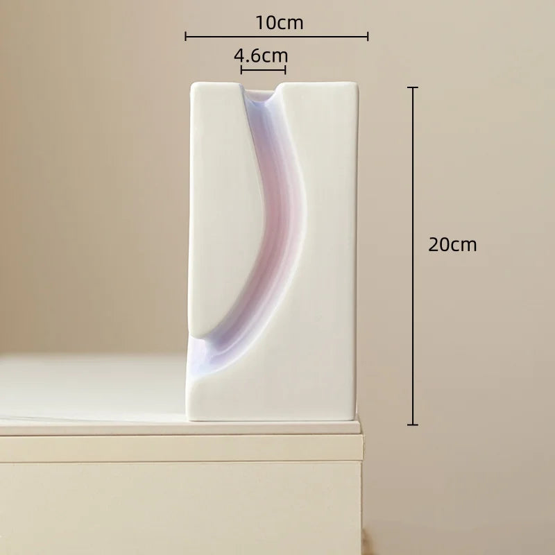 Afralia™ Purple Geometry Ceramic Flower Vase, Abstract Design for Stunning Floral Arrangements