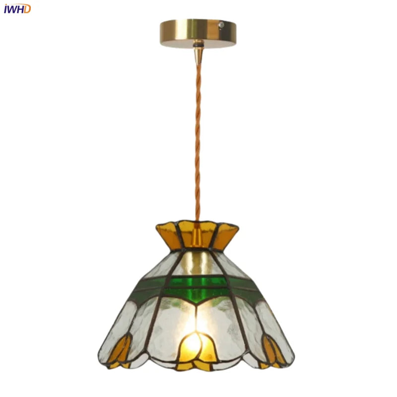 Afralia™ Vintage Tiffany Style Glass LED Pendant Lampshade for Home and Hospitality Decor