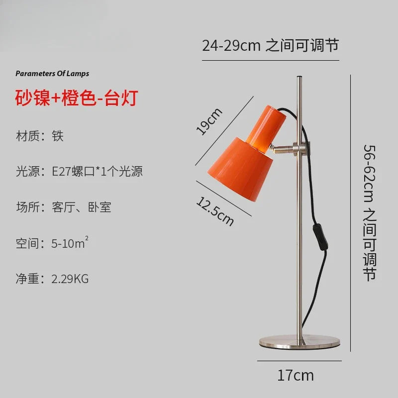 Afralia™ Retro LED Adjustable Table Lamp E27 Red/Orange/Black Modern Design Bedside Desk Light