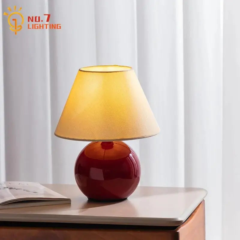 Afralia™ Chestnut Glass Table Lamp LED E27 Desk Light for Bedroom Living Room