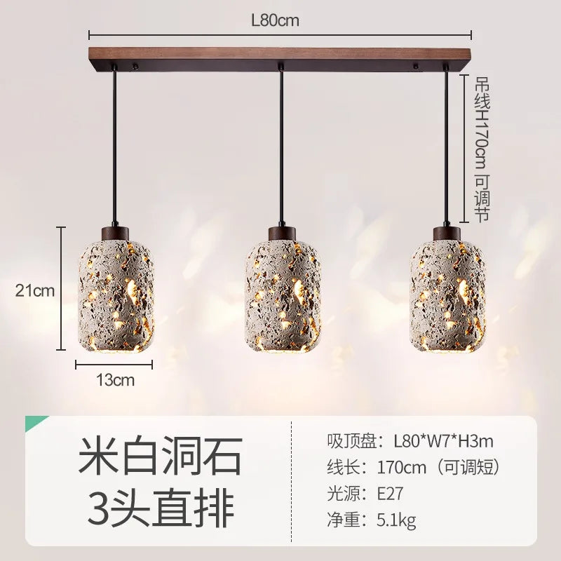 Afralia™ Wabi-sabi Travertine Pendant Lights LED E27 Modern Hanging Lamp for Bedroom Living Room