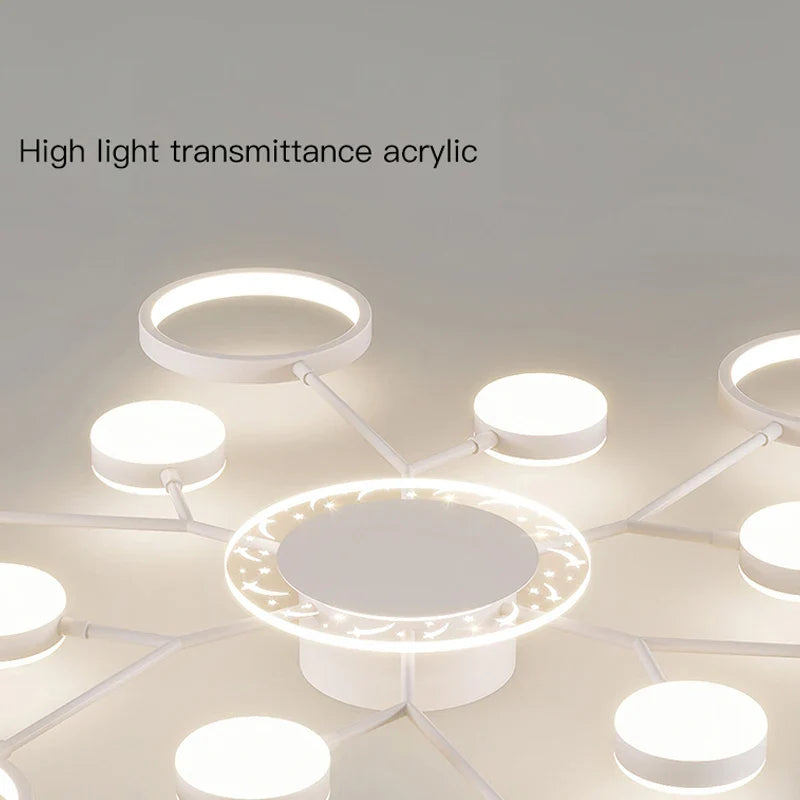 Afralia™ Star Sky LED Chandelier: Nordic White Acrylic, Creative Design for Living Room & Bedroom