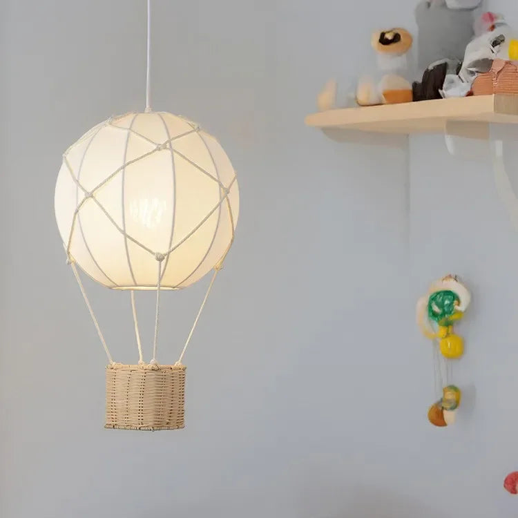 Afralia™ Hot Air Balloon Chandeliers - Handmade Rattan Fabric Kids Room Lamps