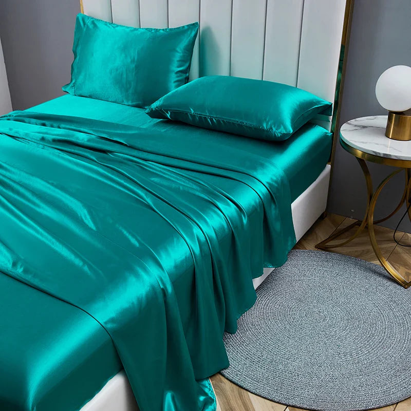 Afralia™ Luxury Satin Sheet Set: High End Rayon, 4 Pieces, King Queen Twin Full