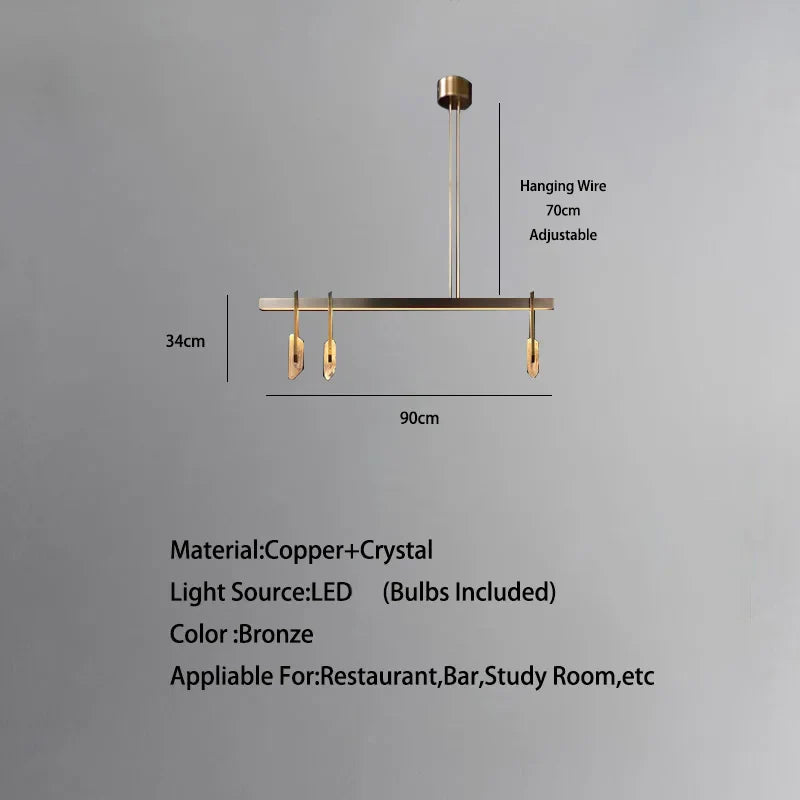 Afralia™ Bronze LED Crystal Hanging Lamp Luxury Fixture for Living Room